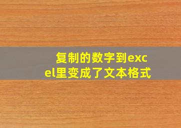 复制的数字到excel里变成了文本格式