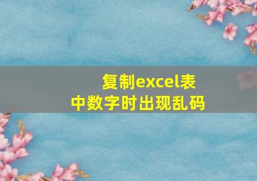 复制excel表中数字时出现乱码