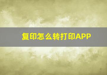 复印怎么转打印APP