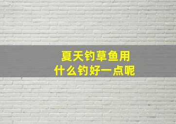 夏天钓草鱼用什么钓好一点呢