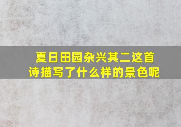 夏日田园杂兴其二这首诗描写了什么样的景色呢