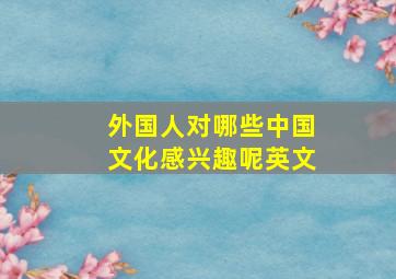 外国人对哪些中国文化感兴趣呢英文