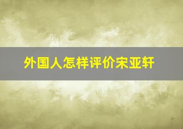 外国人怎样评价宋亚轩