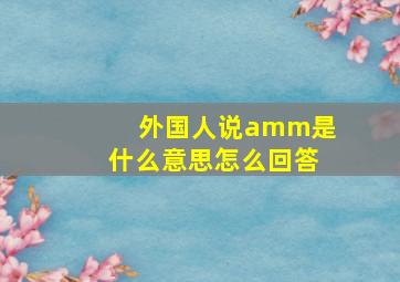 外国人说amm是什么意思怎么回答