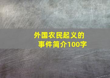 外国农民起义的事件简介100字