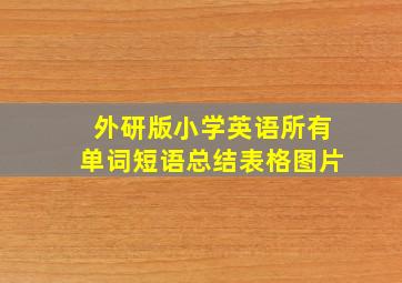 外研版小学英语所有单词短语总结表格图片