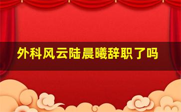 外科风云陆晨曦辞职了吗