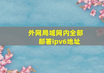 外网局域网内全部部署ipv6地址