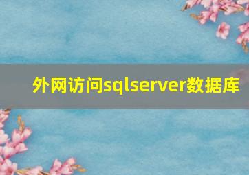 外网访问sqlserver数据库