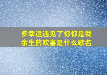 多幸运遇见了你你是我余生的欢喜是什么歌名