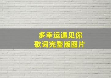 多幸运遇见你歌词完整版图片