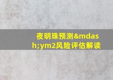 夜明珠预测—ym2风险评估解读