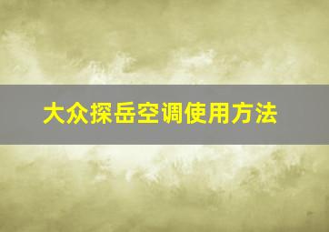 大众探岳空调使用方法