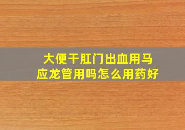 大便干肛门出血用马应龙管用吗怎么用药好