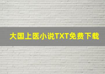 大国上医小说TXT免费下载