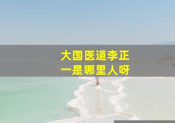 大国医道李正一是哪里人呀