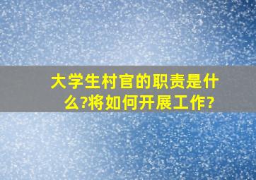 大学生村官的职责是什么?将如何开展工作?