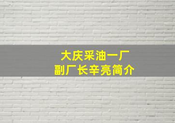 大庆采油一厂副厂长辛亮简介