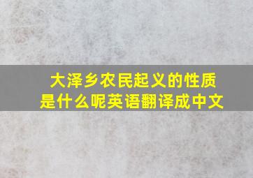 大泽乡农民起义的性质是什么呢英语翻译成中文