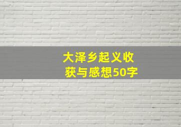 大泽乡起义收获与感想50字