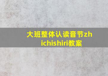 大班整体认读音节zhichishiri教案