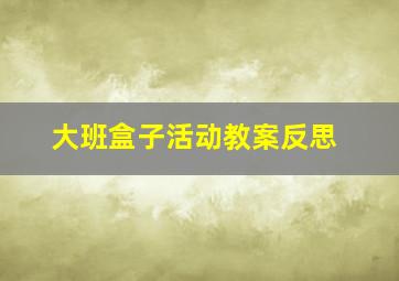 大班盒子活动教案反思