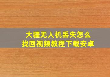 大疆无人机丢失怎么找回视频教程下载安卓