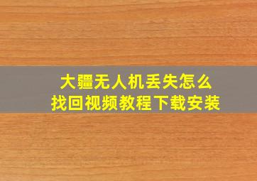 大疆无人机丢失怎么找回视频教程下载安装