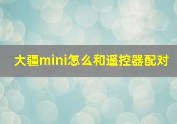 大疆mini怎么和遥控器配对