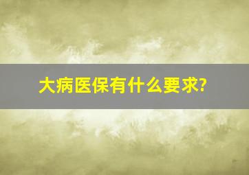 大病医保有什么要求?