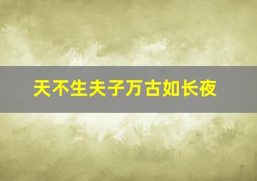 天不生夫子万古如长夜