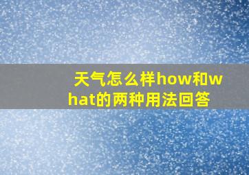 天气怎么样how和what的两种用法回答