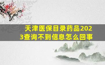 天津医保目录药品2023查询不到信息怎么回事