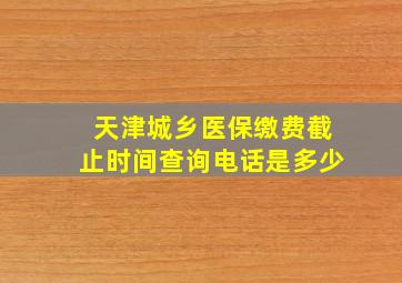 天津城乡医保缴费截止时间查询电话是多少