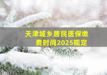 天津城乡居民医保缴费时间2025规定