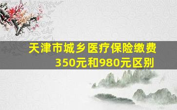 天津市城乡医疗保险缴费350元和980元区别