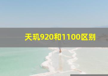 天玑920和1100区别