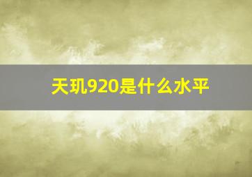 天玑920是什么水平