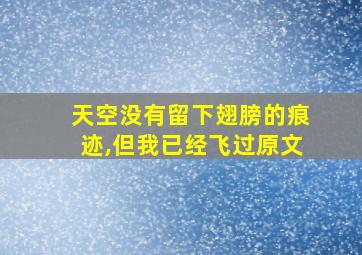 天空没有留下翅膀的痕迹,但我已经飞过原文