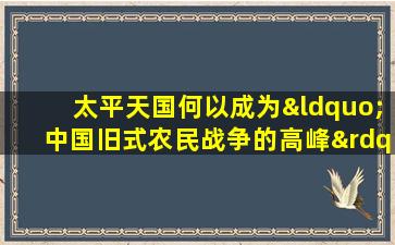 太平天国何以成为“中国旧式农民战争的高峰”?