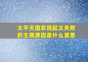 太平天国农民起义失败的主观原因是什么意思