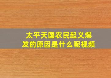 太平天国农民起义爆发的原因是什么呢视频