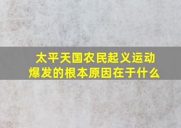 太平天国农民起义运动爆发的根本原因在于什么