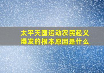 太平天国运动农民起义爆发的根本原因是什么