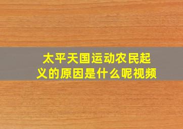 太平天国运动农民起义的原因是什么呢视频