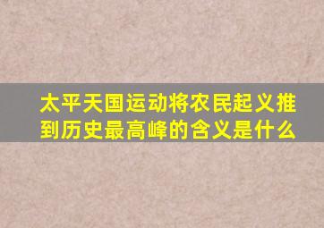 太平天国运动将农民起义推到历史最高峰的含义是什么