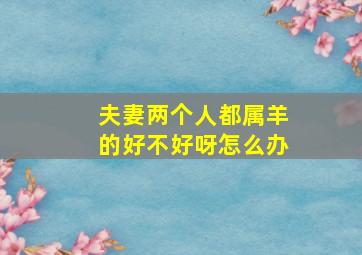 夫妻两个人都属羊的好不好呀怎么办