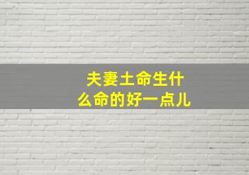 夫妻土命生什么命的好一点儿