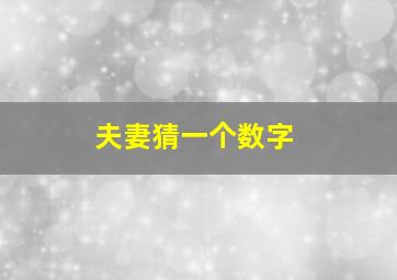 夫妻猜一个数字