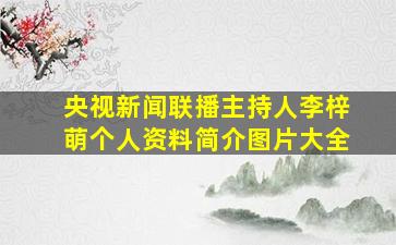 央视新闻联播主持人李梓萌个人资料简介图片大全